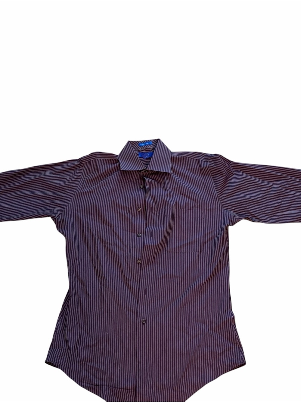 Men's Black and Navy Pinstripe Dress Shirt - Picture 2 of 4